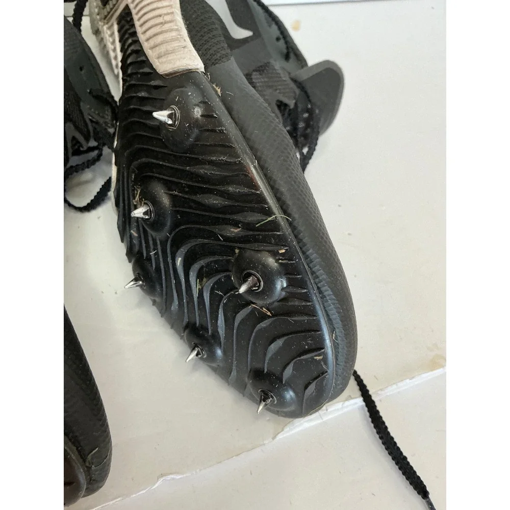 Nike Track and Field Racing Spikes Black Silver Mesh Cleats with Bag and Tool 12